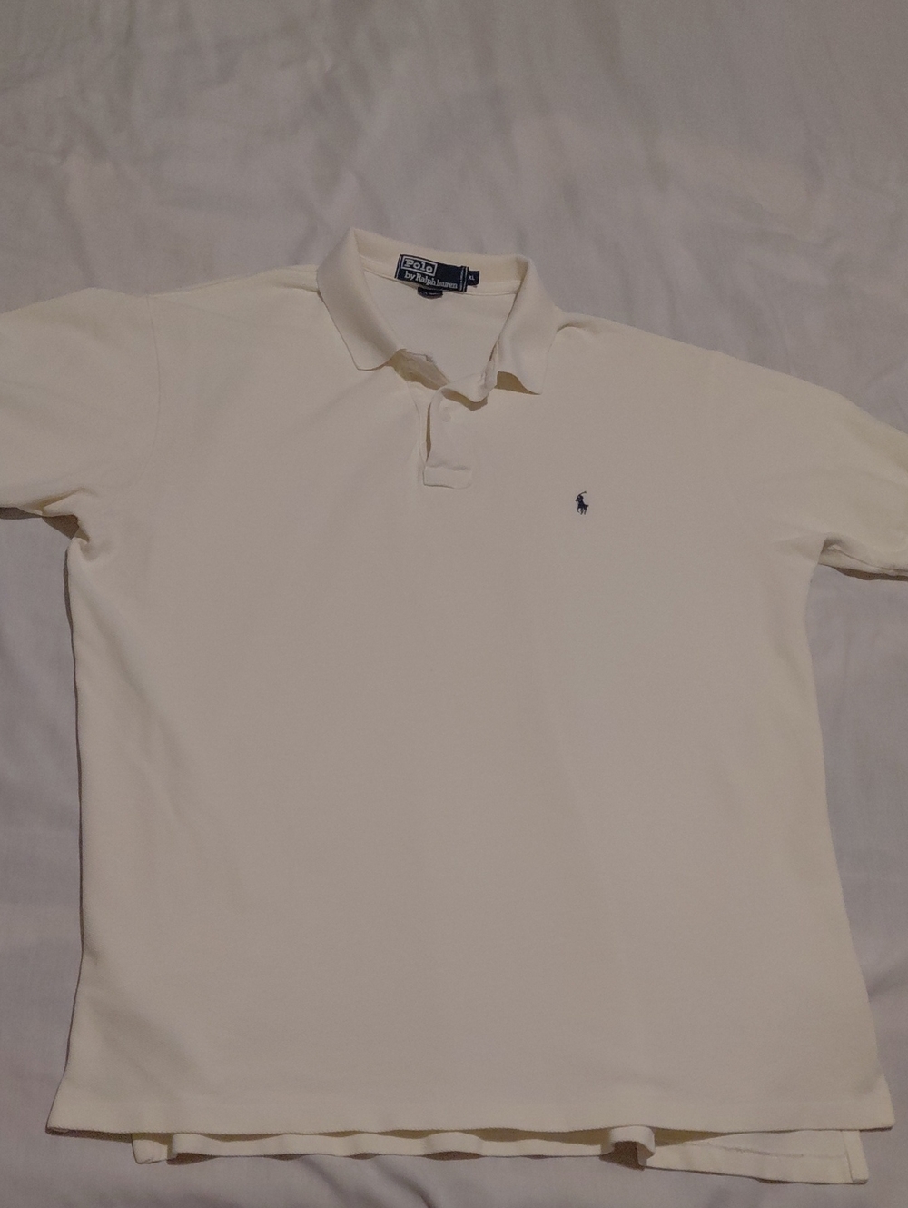 Vintage Polo Ralph Lauren 90s Cream Off-White Mesh Polo Shirt Men's XL EXCELLENT
